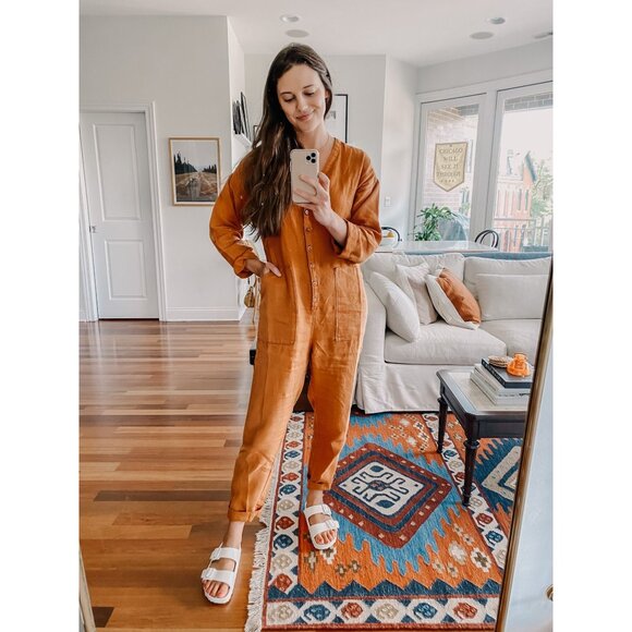 Outerknown Retrograde Linen Jumpsuit Womens Size S Minimalist Capsule Boho - Picture 1 of 9